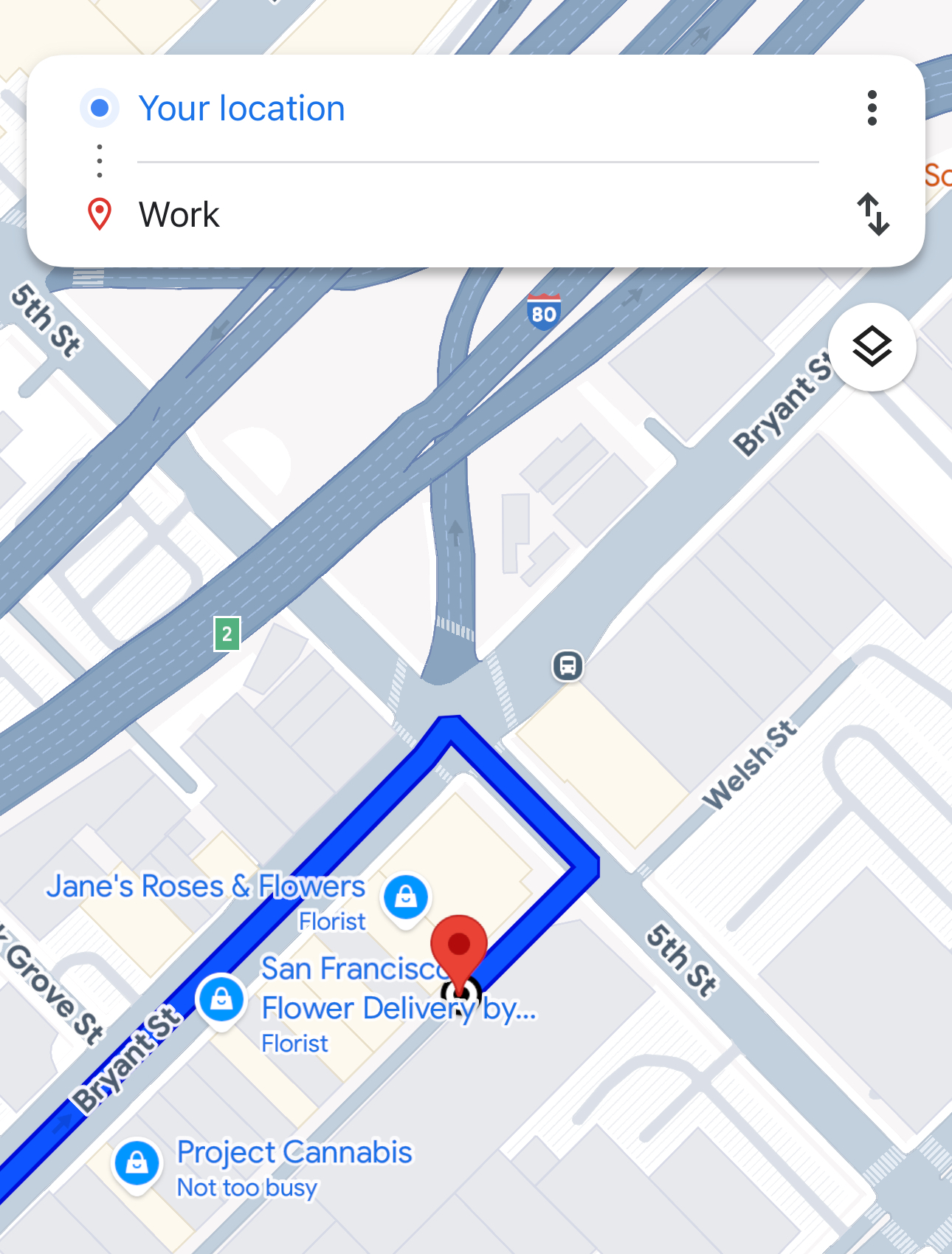 Map showing location of SF Pink Door